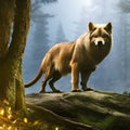 A mythical creature, half-wolf and half-dragon, prowling through a moonlit forest4, Generative AI Royalty Free Stock Photo