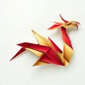 Golden Red creature Origami Dragon Paper Art