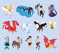 Mythical Creatures Isometric Icons