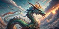 Mythical Dragon Beast in Anime Style Royalty Free Stock Photo