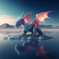 A mythical dragon in ice planet digital art