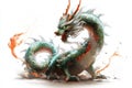 Mythical dragon portrait: artistic depiction of dragon, powerful presence, distinct features, combining elements from