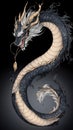 Mythical dragon portrait: artistic depiction of dragon, powerful presence, distinct features, combining elements from