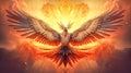 mythical fiery phoenix bird symbolizing resurrection from the dead