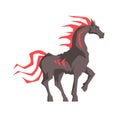 Mythical horse with a red mane vector Illustration