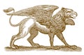 Mythical legendary hybrid creature griffin or gryphon with the front half of an eagle and the rear half of a lion