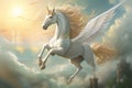 Mythical Majestic white unicorn. Generate Ai