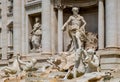 Mythical Oceanus and titan statues on Fontana di Trevi Fountain in front of Palazzo Poli Palace in Rome in Italy Royalty Free Stock Photo