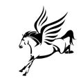 Flying pegasus horse black and white vector design Royalty Free Stock Photo