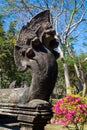 Mythical serpent-like snake creature Naga in khmer ruins wat