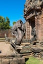 Mythical serpent-like snake creature Naga in khmer ruins wat