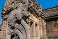 Mythical serpent-like snake creature Naga in khmer ruins wat