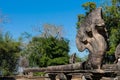 Mythical serpent-like snake creature Naga in khmer ruins wat