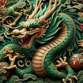 A mythical spirit of chinese green dragon, legendary animal, fantasy