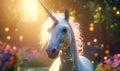 Inspiring dreamy digital illustration unicorn. AI generated illustration.