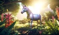 Mythical unicorn in nature. magical unicorn. inspiring digital illustration. generative ai