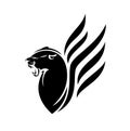 Mythical winged black panther profile head silhouette vector design Royalty Free Stock Photo