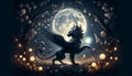 Mythical Winged Creature Emerging from Enchanted Forest Under Full Moon Royalty Free Stock Photo