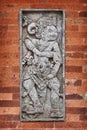 Mythological character on wall of the temple. Indonesia, Bali