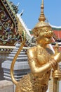 Golden Mythological figure in Wat Phra Kaew temple Bangkok Thailand