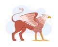 Mythological griffin or gryphon creature, flat vector illustration isolated. Royalty Free Stock Photo