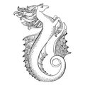 Mythological Hippocampus. Legendary sea horse. The series of mythological creatures