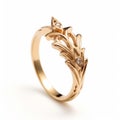 Mythological-inspired Gold Ring With Leaf Detail