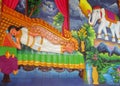 Mythological picture on the wall of asian temple