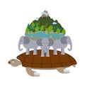 Mythological planet earth. turtle carrying elephants. Ancient re