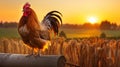 Mythological Rooster: A Pop-culture-infused Animal Photo At Sunset Royalty Free Stock Photo
