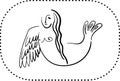 Mythological sirin bird half-woman half-bird in black contour