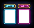 Myths and facts check list concept. Neon vector illustration. Royalty Free Stock Photo