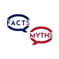 Myths Facts. Flat stroke style trend modern logotype graphic design with megaphone and speech bubble icon Royalty Free Stock Photo