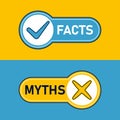 Myths Facts. Flat stroke style trend modern logotype graphic design with megaphone and speech bubble icon Royalty Free Stock Photo