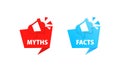 Myths and facts icon. Truth and lie, fake, false, wrong. Vector EPS 10. Isolated on white background