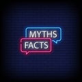 Myths Facts Neon Signs Style Text Vector