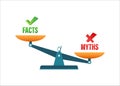 Myths facts scale. Facts, great design for any purposes. Vector stock illustration Royalty Free Stock Photo