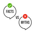 Myths vs fact check icon. Fake or true bubble concept rumor news vector logo background Royalty Free Stock Photo