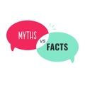 Myths vs Facts Speech Bubbles Flat Vector Illustration for Awareness and Education Royalty Free Stock Photo