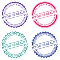 Myths vs reality badge isolated on white. Royalty Free Stock Photo