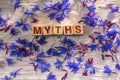 Myths on the wooden cubes Royalty Free Stock Photo