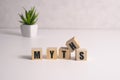 Myths word on wooden cubes. Myths concept Royalty Free Stock Photo