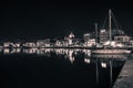 Amazing view of the port and the city of Mytilene at night.