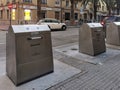 MÃÂ¡laga, Spain - February 19, 2021: View of dumps on the streets of MÃÂ¡laga in Spain