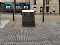 MÃÂ¡laga, Spain - February 22, 2021: View of trash cans os streets of Soho in MÃÂ¡laga