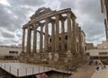 Full view at the roman ruin historical landmark monument Temple of Diana in MÃÂ©rida downtown