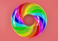 Torus of Doubly Twisted Strips White Background - Abstract Colorful Shape 3D Illustration