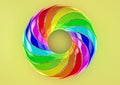 Torus of Doubly Twisted Strips White Background - Abstract Colorful Shape 3D Illustration