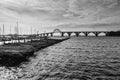 Panorama of the Moen-bridge in black and white