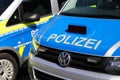 Isolated german Polizei logo on patrol van cars